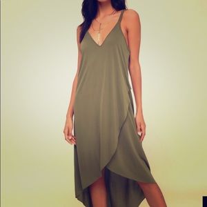 Olive green High low dress